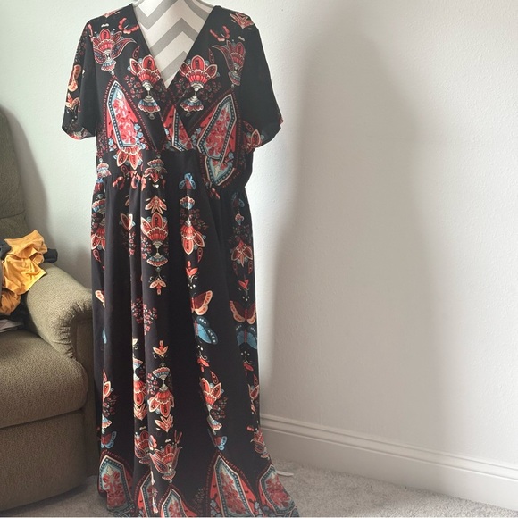 Women’s Rosegal Boho Maxi Dress Size 16 Black Multicolor Print - Picture 2 of 11